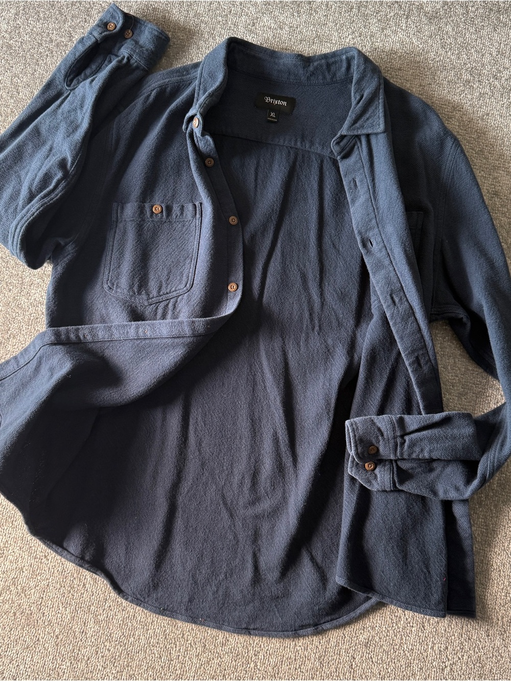 Brixton Navy Blue Men's Button-down Heavyweight Flannel Size XL